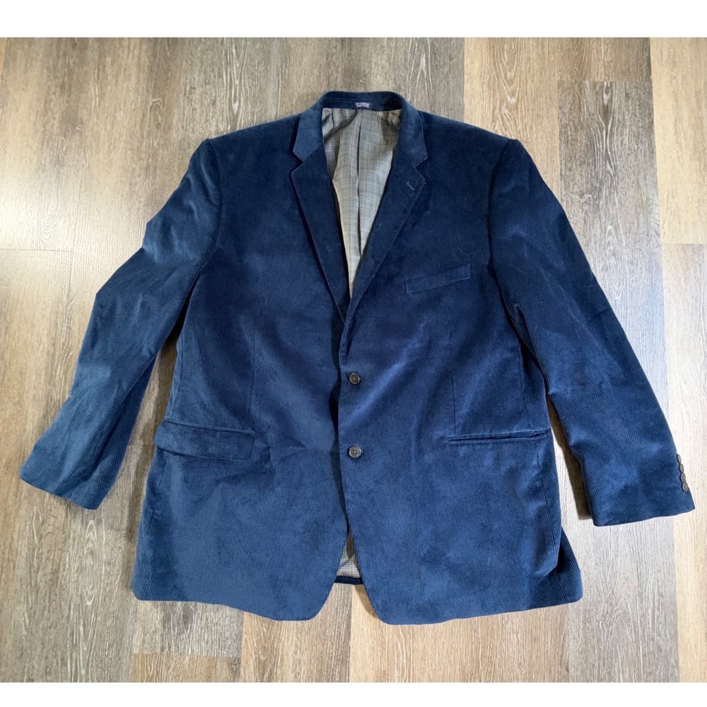 Saddlebred Blazer Mens 52L Navy Blue Corduroy Two Button Sport Coat Jacket